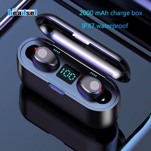 f9 bluetooth v5.0 earphone wireless earphones stereo sport wireless headphones earbuds headset 2000 mah power for iphone