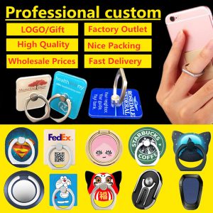 factory custom gift logo universal phone ring holder 360 rotating finger holder for car and deskstand can be hung on all smart devices