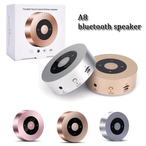 fashion bluetooth wireless a8 speaker super bass touch keys smart mp3 music speaker handwith mic surpport sd card speakers