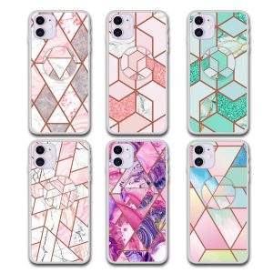 fashion electroplating marble phone case for iphone 11 pro xs max xr x 6 7 8 plus marble patterns cases with bracket