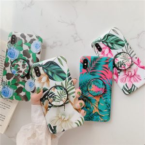 fashion flower patterns phone case for iphone xs max xr x 8 7 6s plus selling soft tpu phone cases with bracket