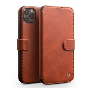 fashion genuine leather flip cover for iphone11pro max handmade magnetic buckle card slot phone case