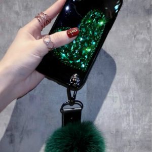 fashion heart shape rhinestone real cover tpu case luxury iphone 11promax designer iphone xr xsmax x/xs hairball 6 7 8 plus phone case