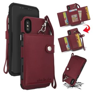 fashion leather magnetic case for iphone x 8 7 6 plus case multi function zipper wallet phone case for iphone xs