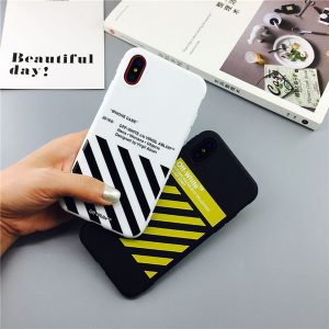 fashion off tide white stripe case for iphone 11 pro x xs max xr hipster couple case for iphone 6s 7 8 plus silicone cover with lanyard