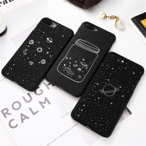 fashion space phone case for iphone x cute case planet moon star back cover for iphone 8 7 6 plus