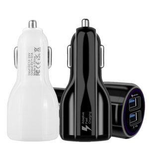 fast quick charge 5v/9v/12v 3.1a dual usb ports auto power adapter car charger for samsung s10 note 10 htc android phone gps pc