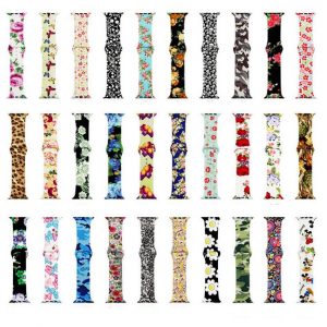 floral flower bands for apple watch series 4 3 2 1 40mm 44mm, silicone pattern printed strap for iwatch series 4 3 2 1 38mm 42mm