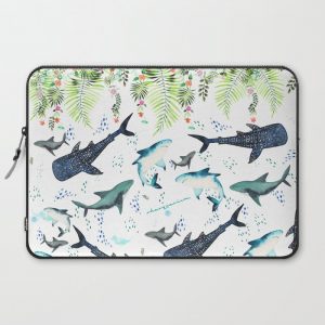 floral shark pattern Computer Cover by sharquarium - Laptop Sleeve - 15"