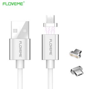 floveme android small head magnetic data line aluminum alloy connector head 1m mobile phone charging line(2pack)