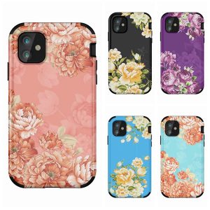 flower 3in1 hybrid pc +tpu shockproof hard case for iphone 11 pro xs max xr x 8 7 6 samsung s10 plus s10e rose luxury denfender armor cover