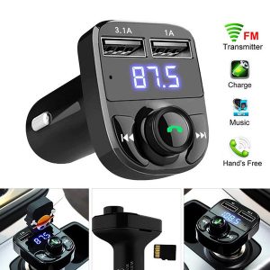 fm x8 transmitter aux modulator bluetooth handscar kit car audio mp3 player with 3.1a quick charge dual usb car charger