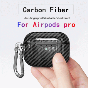 for airpods pro 1 2 3 case carbon fiber litchi grain shockproof earphones protective cover for airpods pro case with keychain.