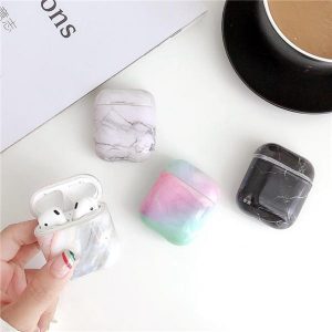 for airpods pro 3 case marble air pod shockproof case pouch pc protective slim silicone cover with hook