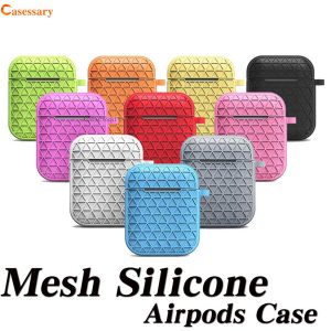 for apple airpods cases mesh silicone soft ultra thin protector airpod 2nd generation cover earpod case anti-drop with hook dhl shipping