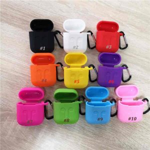 for apple airpods cases silicone soft ultra thin protector airpod cover earpod case anti-drop with hook retail box 10 colors