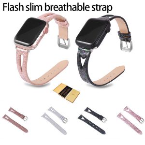 for apple watch band 42mm 38mm flashing hollow slimming breathable leather strap for iwatch 1 2 3 4