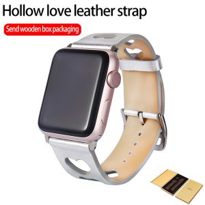 for apple watch band 42mm 38mm leather watch band love hollow breathable strap for iwatch 1 2 3 4