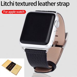 for apple watch band 42mm 38mm litchi texture steel pin buckle leather strap for iwatch 1 2 3 4