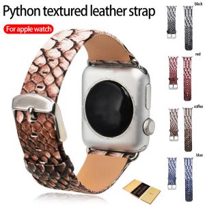 for apple watch band 42mm 38mm python texture steel pin buckle leather strap for iwatch 1 2 3 4