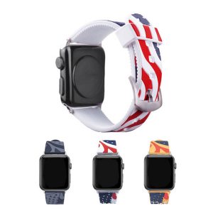 for apple watch band 42mm 38mm retro flag silicone strap fashion sports smart watch replacement wristband for iwatch 1 / 2 / 3 / 4