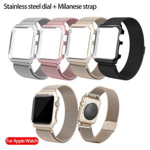 for apple watch band 42mm 38mm stainless steel bezel + milanese magnetic strap for apple watch 3 2 1