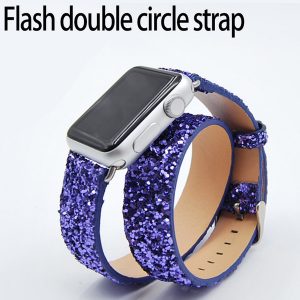 for apple watch iwatch band 42mm 38mm glitter lengthen double ring steel pin buckle strap for iwatch 1 2 3 4