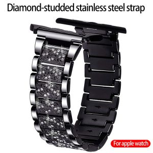 for apple watch iwatch band 42mm 38mm stainless steel rhinestone strap luxurious high-end gifted metal strap