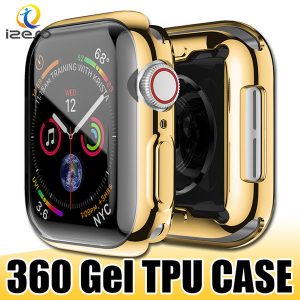 for apple watch series 5 40mm 44mm gel electroplated tpu watch case full covered watch cover protector for iwatch 5 4 3 2