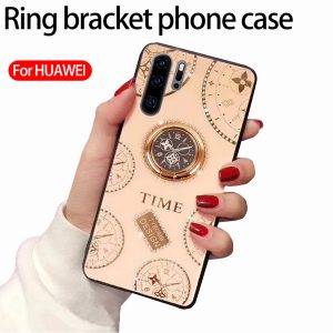 for huawei p30 pro phone case luxury rhinestone mobile phone case ring bracket tpu soft edge drop protection sleeve