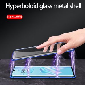 for huawei p30 pro phone case magnetic metal frame mobile phone case curved tempered glass all-inclusive anti-fall protective cover