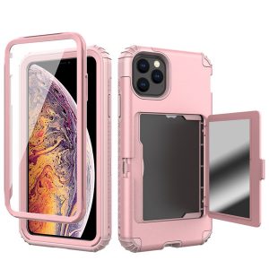 for iphone 11 case wallet design with hidden back mirror and card holder heavy duty shockproof protective case for iphone 11