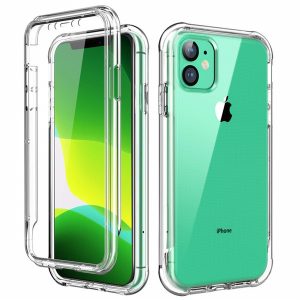 for iphone 11 case with built-in screen protector clear soft tpu hard pc full-body protection cover phone case for iphone xs max