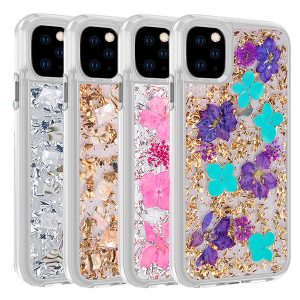 for iphone 11 case women real dried flower case dual layer protective hard pc soft tpu phone case for iphone 11 pro max