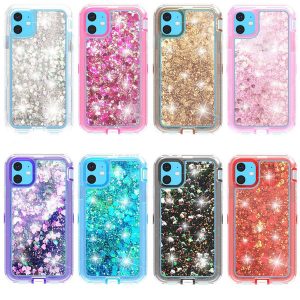 for iphone 11 pro max bling liquid glitter phone case 3 in 1 crystal protector for apple 11 x xr xs max 6 7 8 samsung s10plus