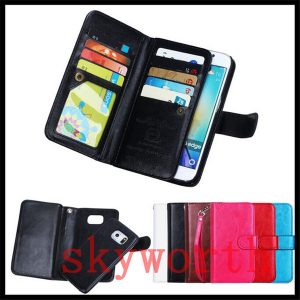 for iphone 11 x xs xr max plus samsung galaxy note 10 s9 s10 plus wallet leather case magnetic detachable 9 card slots