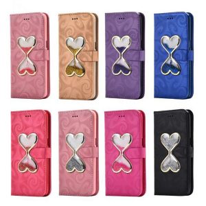 for iphone x phone case double heart flow sand holster hourglass card bracket protector support 2pcs delivery