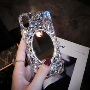 for iphone x phone case makedup mirror phone case creative luxury rhinestone case with mirror soft edge shell support 2pcs delivery