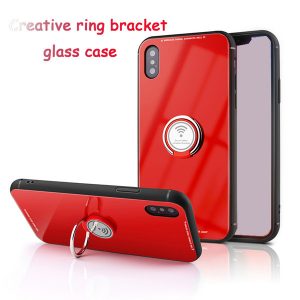 for iphone x phone case ring bracket protector tempered glass car magnetic phone case support 1pcs delivery