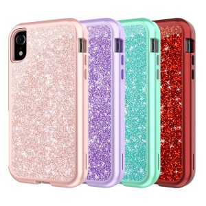 for iphone xr case luxury glitte bling 3in1 heavy duty hybrid armor defender case for iphone xr xs max