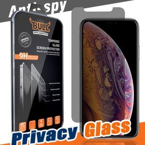 for iphone xr xs max x 8 7 6 privacy tempered glass for s7 screen protector lcd anti-spy film screen guard cover shield for samsung s6 /s5