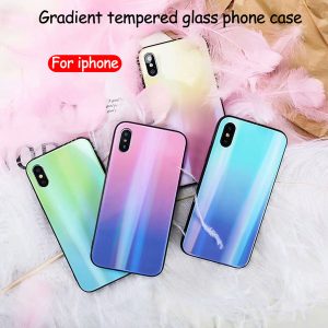 for iphone xs max phone case aurora gradient color tempered glass phone back cover support 10pcs delivery