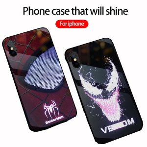 for iphone xs max phone case caller light phone case voice control flash spiderman colorful iron man protective cover support 10pcs delivery