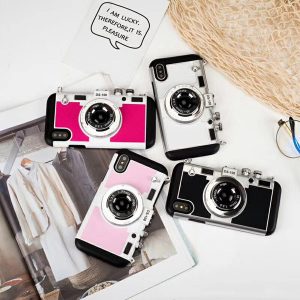 for iphone xs max phone case creative camera back cover all-inclusive lanyard protective case support 1pcs delivery