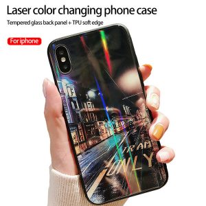 for iphone xs max phone case creative laser landscape tempered glass phone case support 10pcs delivery