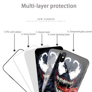 for iphone xs max phone case marvel mobile phone case creative color edge pvc glass back case support 2pcs delivery