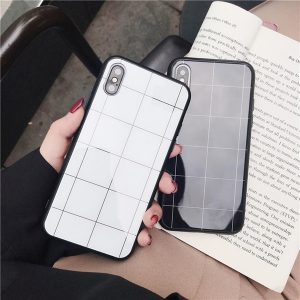 for iphone xs max phone case minimalist line square glass all-inclusive anti-fall phone case couple support 2pcs delivery