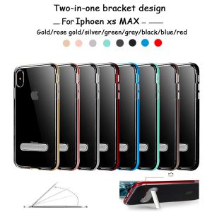 for iphone xs max phone case pc+ tpu soft case frame two in one with bracket support 10pcs delivery