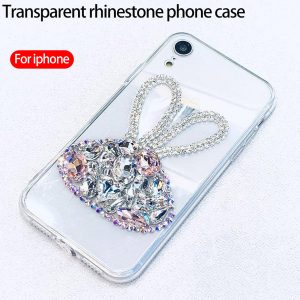 for iphone xs max phone case transparent rhinestone case acrylic backboard tpu soft edge drop protection cover support 10pcs delivery