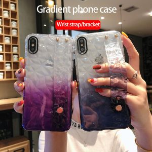 for iphone xs max phone case wristband bracket soft phone case gradient tpu drop protection cover support 10pcs delivery